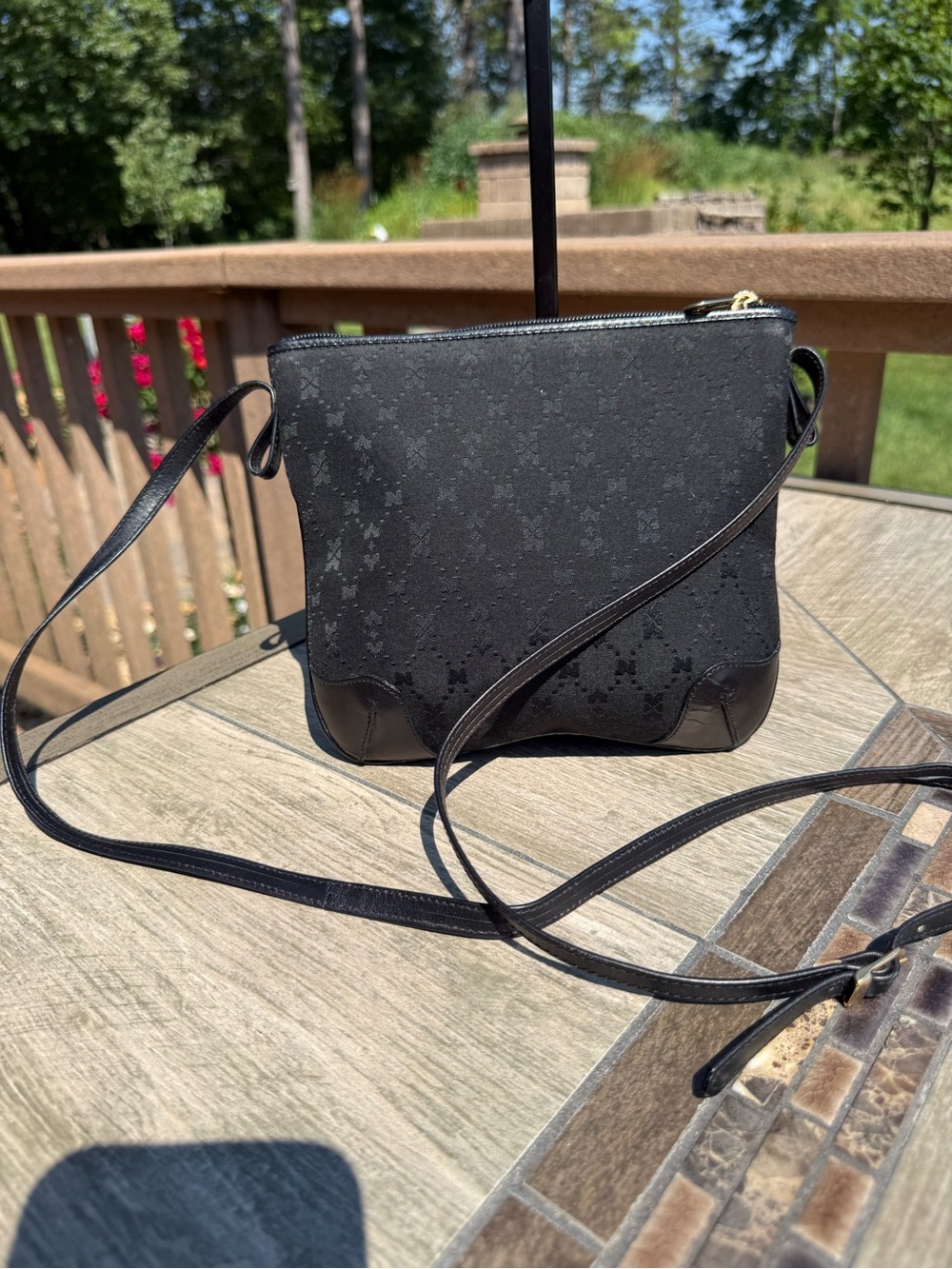 EUC Vintage Nina Ricci black monogram canvas crossbody bag - Picture 4 of 10